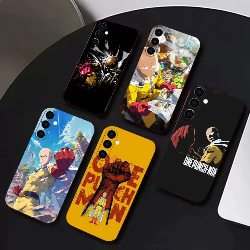 Saitama O-One-P-Punch Mans  Phone Case Black Soft Silicone TPU For Samsung A72,A51,A70,A71,A53,A52,A73