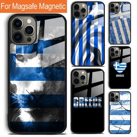 Greece Greek Flag Phone Case For iPhone 17 Air 16 15 14 12 Pro Max Plus Magsafe Magnetic Wireless Charging Cover