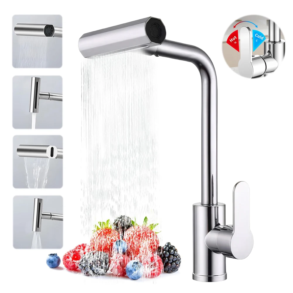 

360 Degree Swivel Faucet Rotating Faucet 4 Modes Kitchen Sink Faucet Multifunctional Drinking Water Faucet for Wash Basin