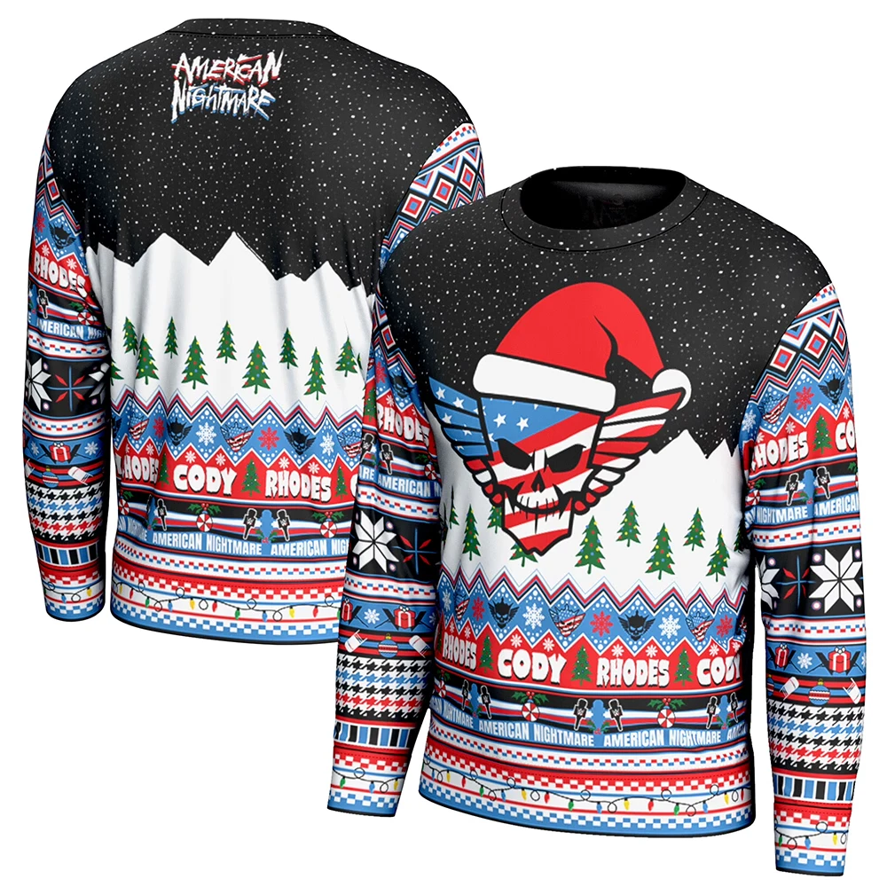 

Cody Rhodes Ugly Christmas Sweater 3D Funny Holiday Party Pullover Warm Cozy Plus Size Xmas Jumper for Men Family Christmas Gift