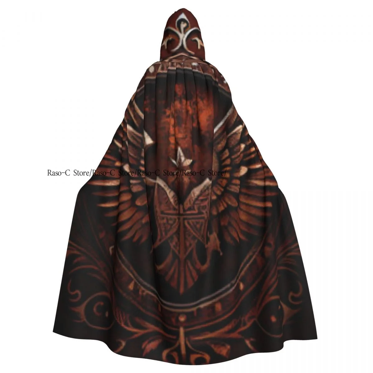 Adult Cloak Cape Hooded Circle Shield With Wings Grunge Medieval Costume Witch Wicca Vampire Elf Purim Carnival Party