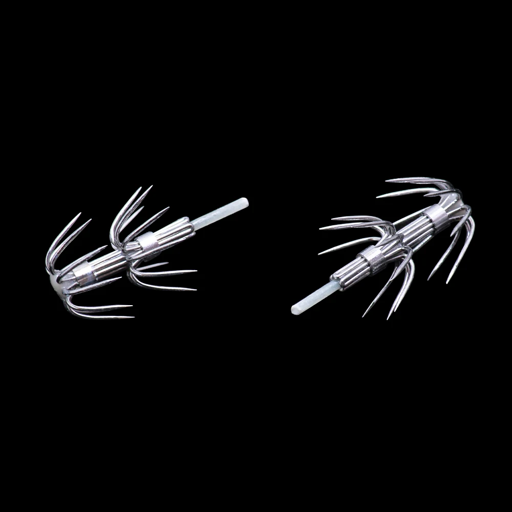 10 Stück Doppelschichtige Regenschirm-Haken, Hochkarbon-Stahl Tintenfisch-Haken, Meeresfischerei-Oktopus-Haken, Tintenfisch-Haken – Detail 10