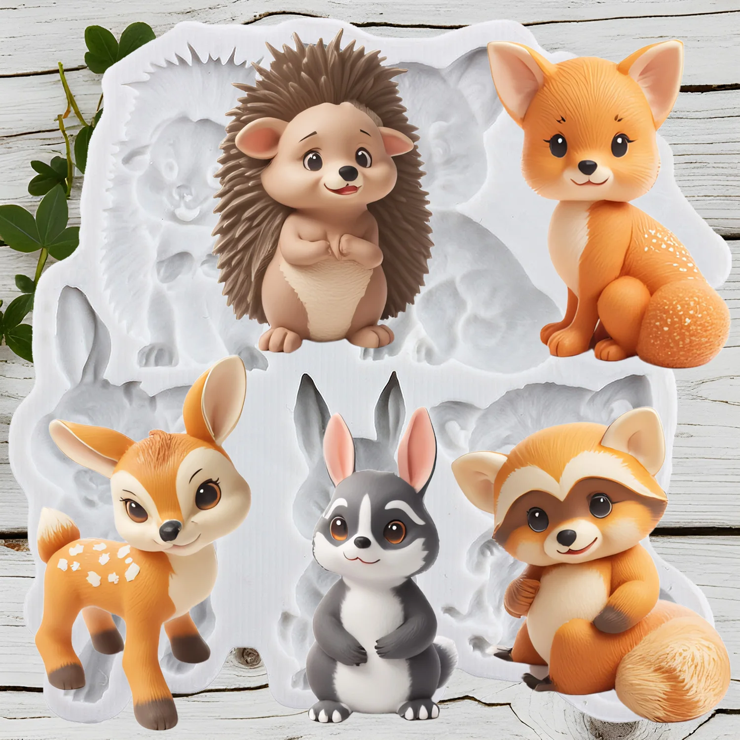 Moldes de silicona de animales, herramientas de decoración de tortas con fondant, zorro, ardilla, conejo, ciervo Sika, molde de resina para dulces y Chocolate