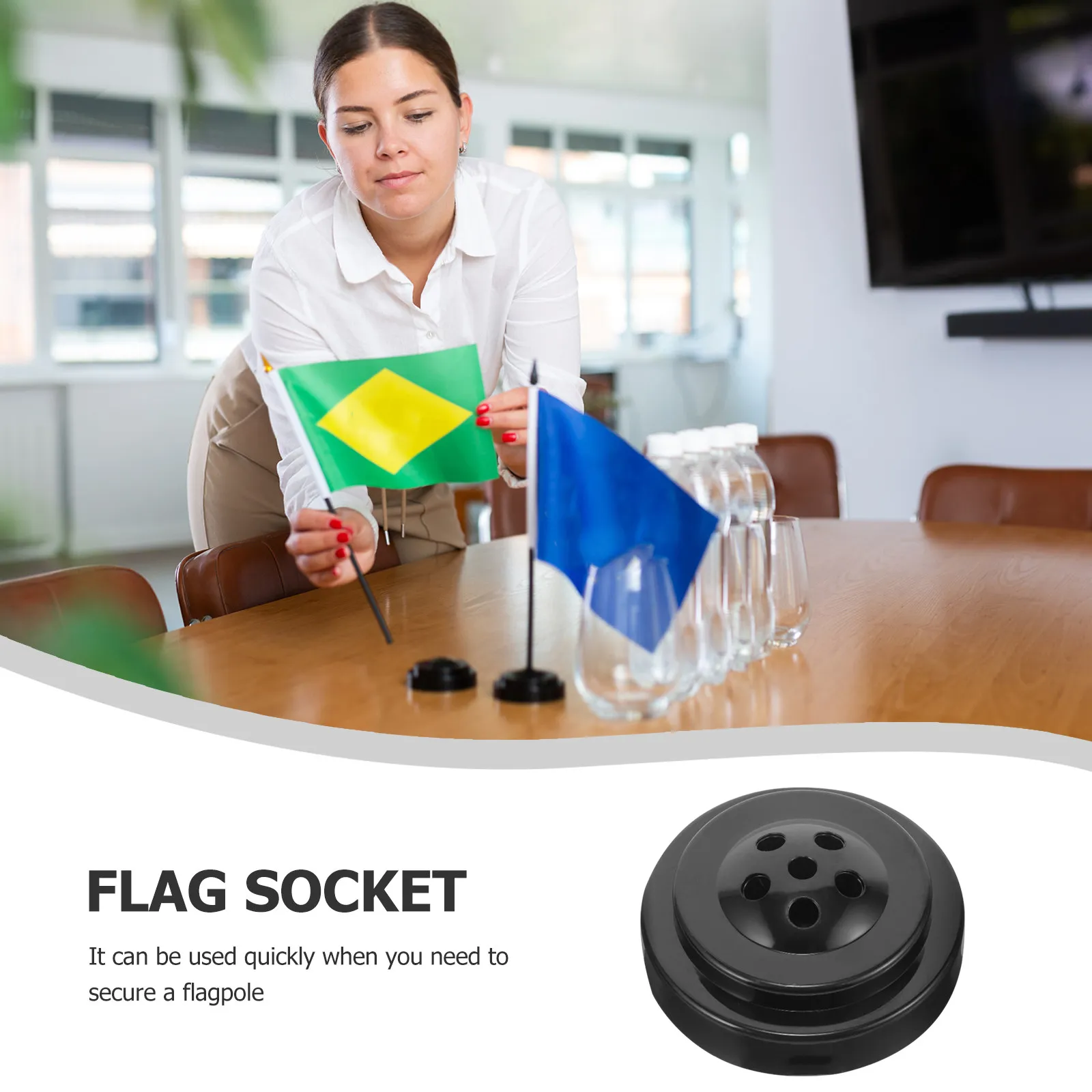 6Pcs Space Saving Mini Flag Holder Stand Plastic Flag Stand for Small Flags Office Desk Indoor Outdoor Decoration Party Use