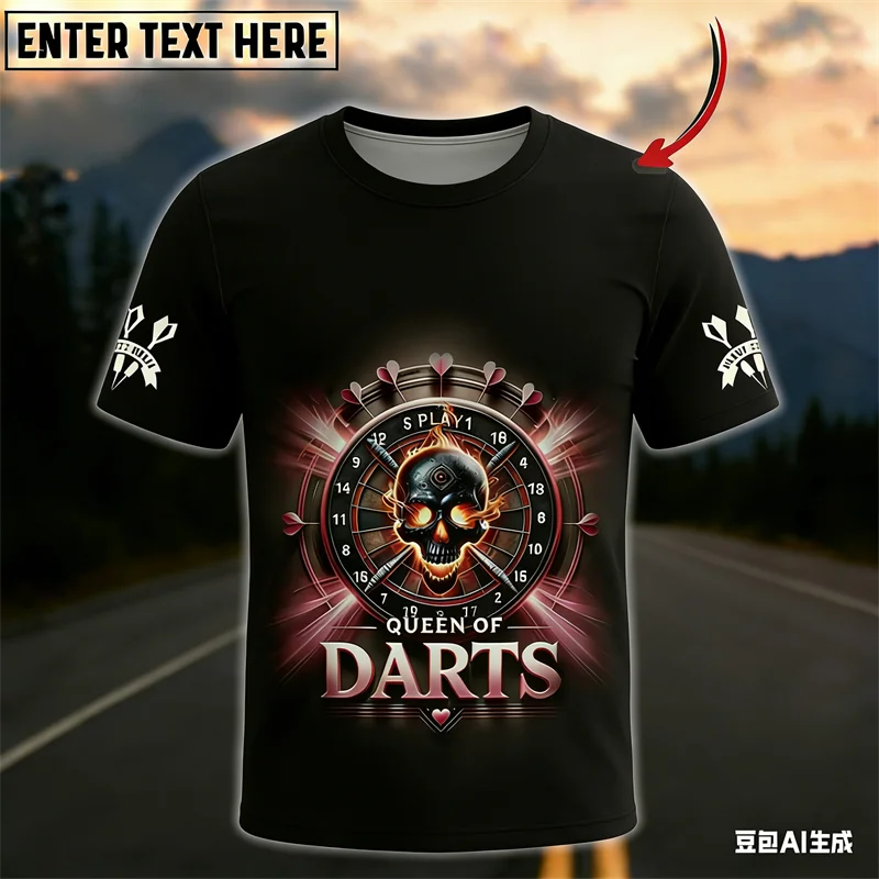 

Summer Men's T-shirt 3D Dart Print Sport Pullover Custom Name Men Clothing Leisure Fashion Breathable Crew Neck Short Sleeve Tee