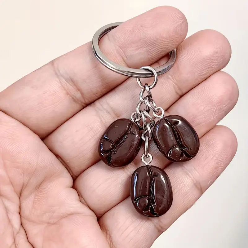 1 Cute Coffee Lover Coffee Shop Coffee Bean Keychain, Friendship Birthday Gift