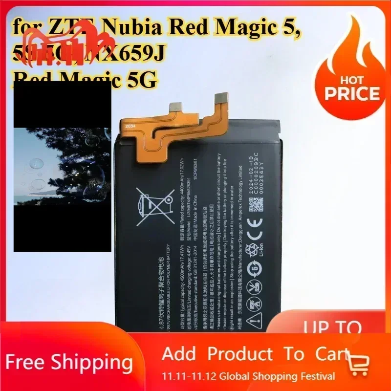 [Li3945T44P8H526391] for ZTE Nubia Red Magic 5, 5S 5G, NX659J, Red Magic 5G Phones Battery 4500mAh