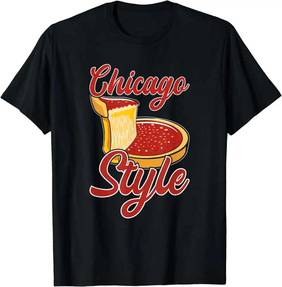 Chicago Style Funny Deep Dish Pizza T-Shirt Men Women Summer Tees Cotton Luxury brand vintage oversized