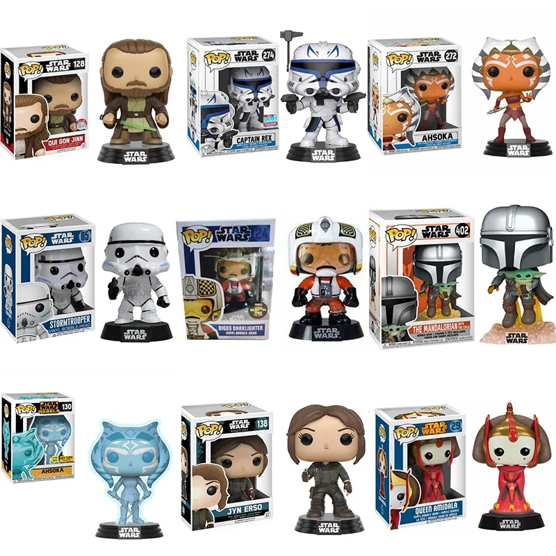 Estrella Pop Funko Qui Gon Jinn 128 # Reina Amidala 29 # Yoda el Niño 385 # el Mandaloriano 402 # Ahsoka Chewbacca Darth Vader Juguetes