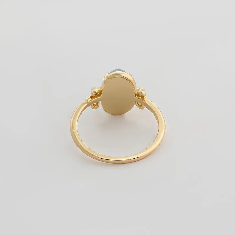 Nicho de estilo accesible para mujer, anillo de plata de ley s925 chapado en oro de 14k, cristal blanco larimar natural, joyería con clase