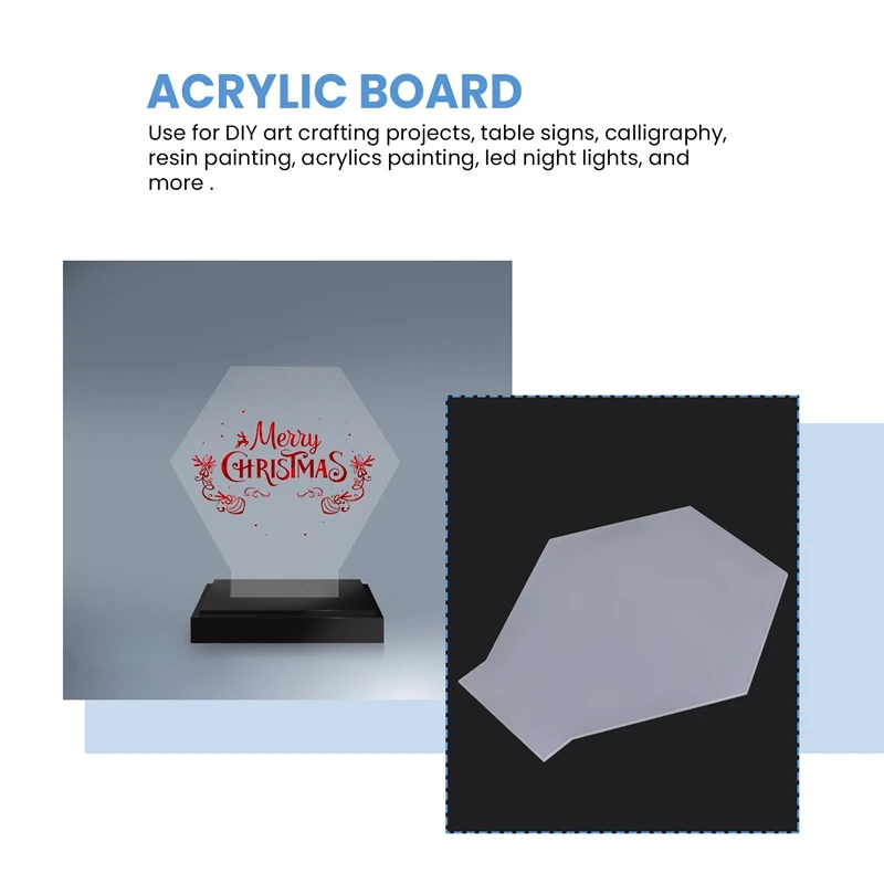 2Mm Acrylic Blanks For Light Base, 6PCS Clear Acrylic Sheets, For Table Sign, DIY Display Project, Hexagon