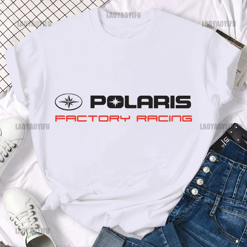 Polaris Racing Rzr Snowmobile Logo Tee Shirt T-shirt Short Sleeves Cotton Men Women Cartoon Top Clothing Men\'s Round Neck