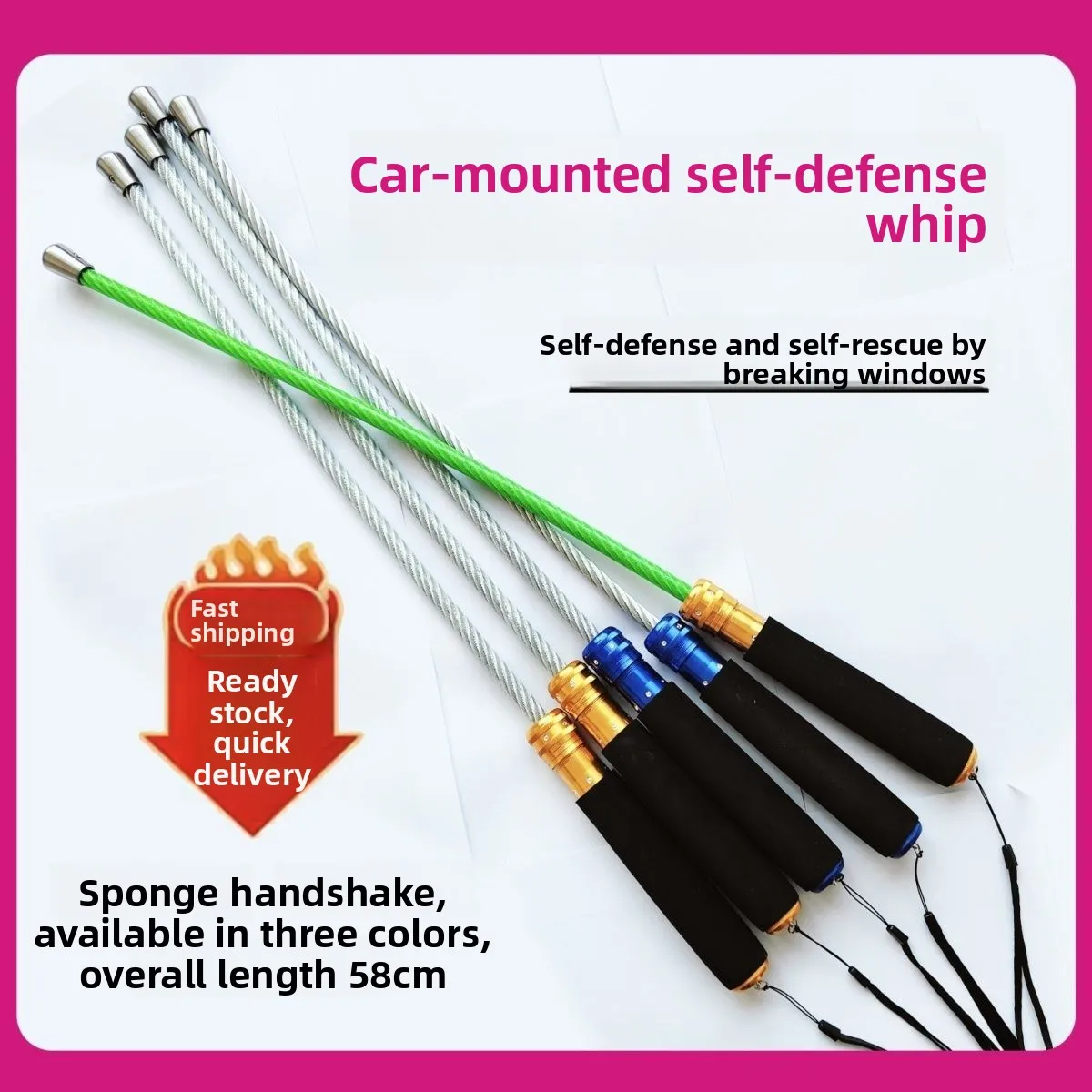 7CM Steel Wire Whip Tactical Whip Self-defense Legal Martial Arts Whip Outdoor Vehicle Personal Protection Carry