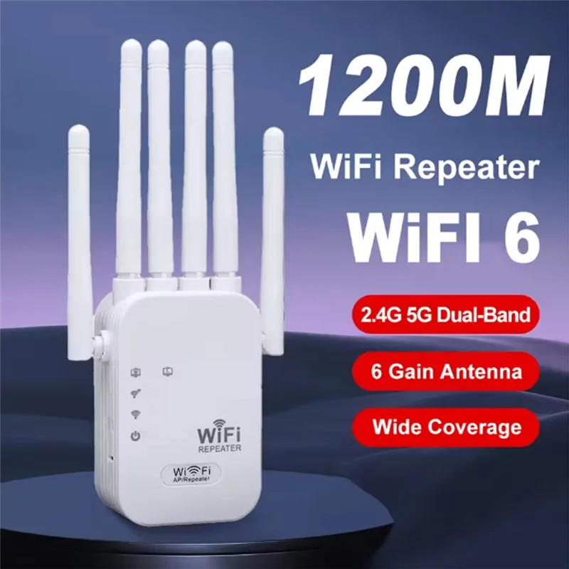 A91P 1200Mbps Wireless Wifi Repeater 2.4G 5G Dual-Band Network Wifi Amplifier Router US Plug