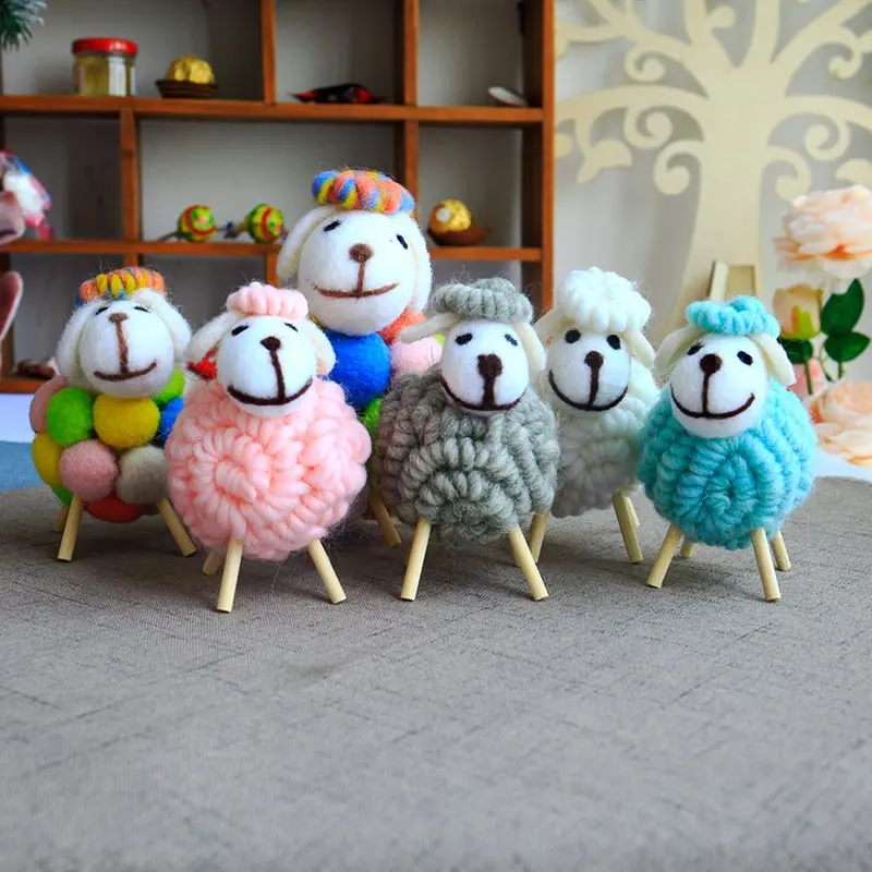 Festival Miniaturen Feestartikelen Wolvilt Schapen Kid Gift Woninginrichting Desktop Decor Beeldjes Mini Tafelornament