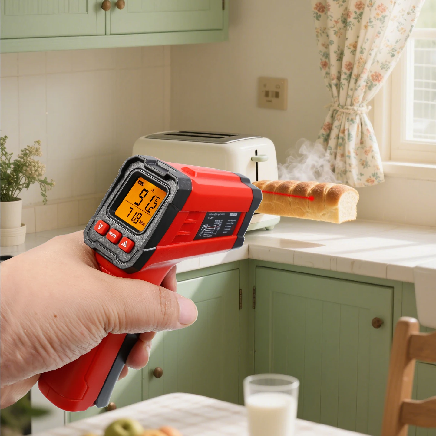 Infrared Thermometer Gun, Industrial Baking Thermometer, Oil Temperature Gun, BBQ and Meat Cooking Temperature Measurement