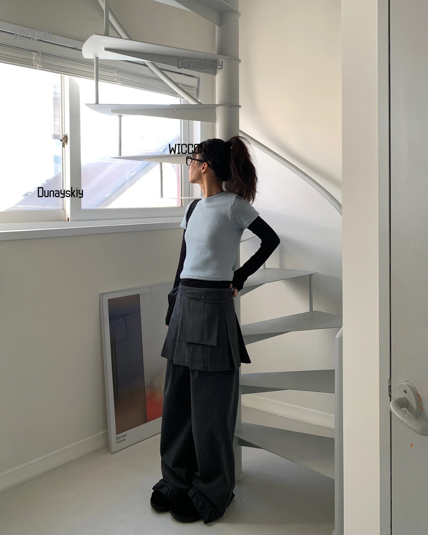 Y2k destacável calças compridas feminino coreano ins saia plissada amarrar conjunto de duas peças rendas cor sólida calças compridas saia curta tendência nova