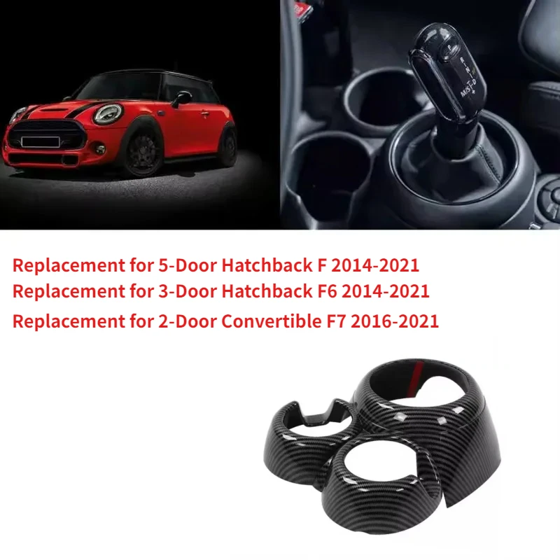 Car Console Gear Shift Cup Holder Cover Trim Replacement For BMW Mini Cooper Hatchback F55 F56 F57 2014-2021 Carbon Fiber Style