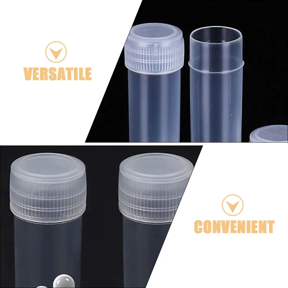 

50pcs 5ml Sample Bottles Plastic Test Tubes Screw Cap Refillable Containers Powder Liquid Storage Travel Camping Portable Vials