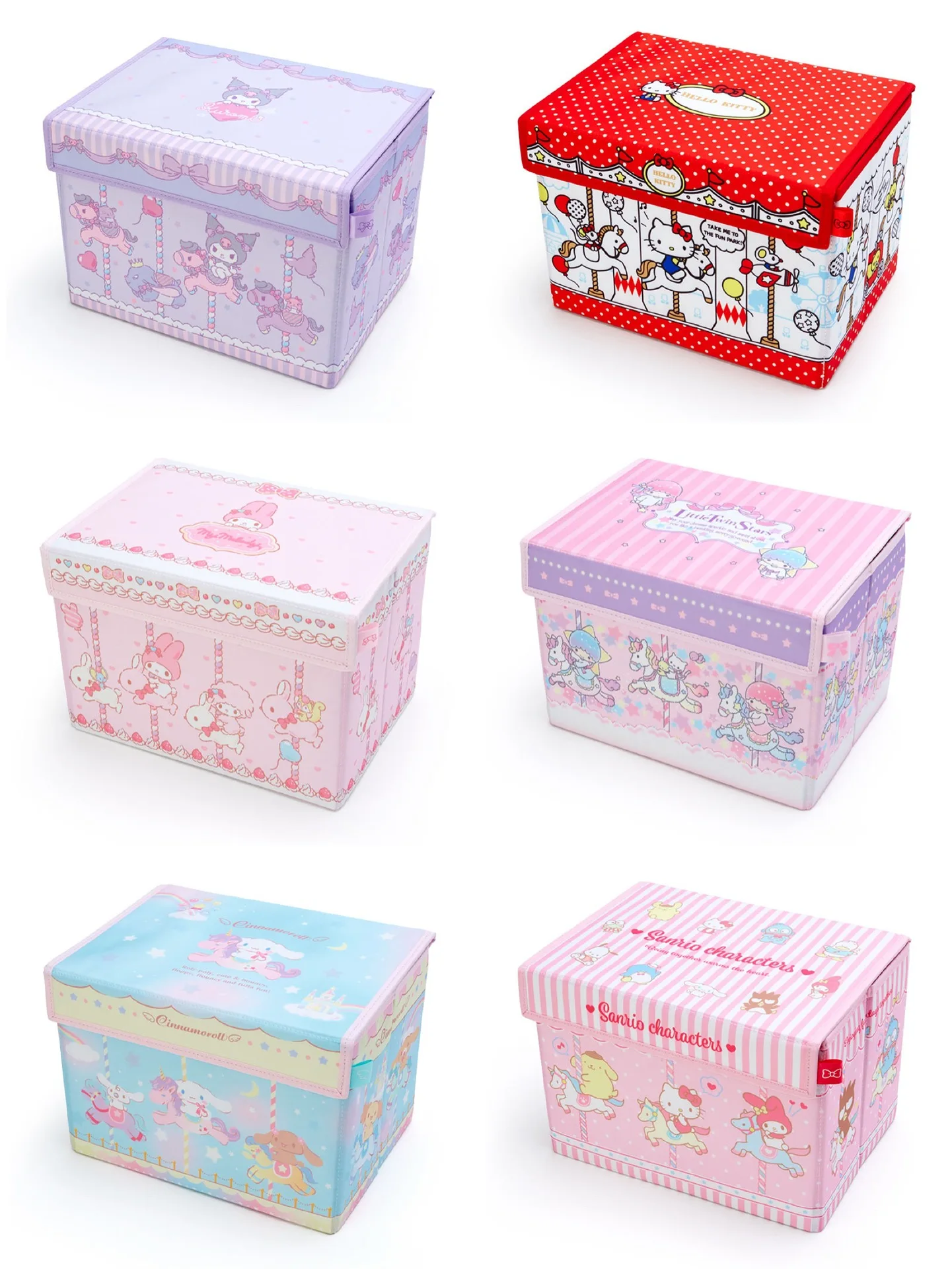 Sanrio Kawaii My Melody Cinnamoroll Kuromi Anime Large Foldable Storage Box Toy Square Bedroom Clothes Organizer Sundries Basket