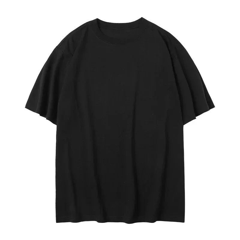 プラスサイズ半袖多用途ラウンドネック無地コットンTシャツルーズショルダーデザインカスタマイズ可能なDIY広告シャツ