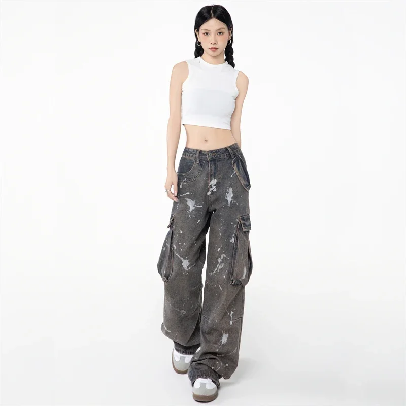 Ladies Fashion Baggy Cargo Pants for Women Youthful Woman Trousers Clothes Women\'s Oversize Loose Wide Fluid Jeans Pants Woman