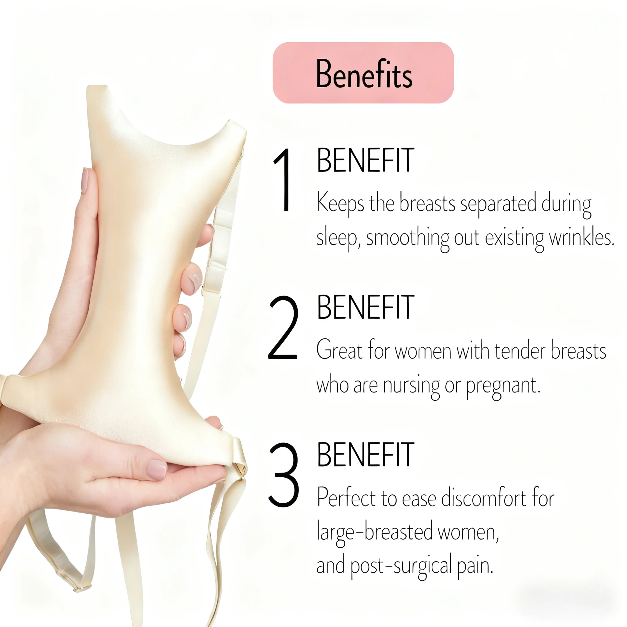 

Adjustable Chest Support Pillow Anti-Wrinkle with Breathable Traceless Shoulder Straps for Daily Care Anti-Chest Wrinkle Art