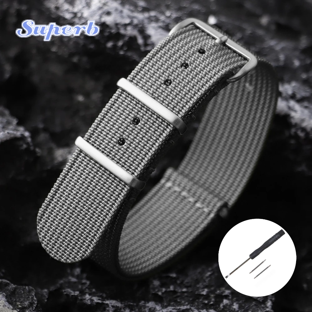 Neues geripptes Nylon-Uhrenarmband, Nylon-Uhrenarmband, 18 mm, 19 mm, 20 mm, 22 mm, Uhrenarmband-Zubehör für Militäruhrenarmbänder
