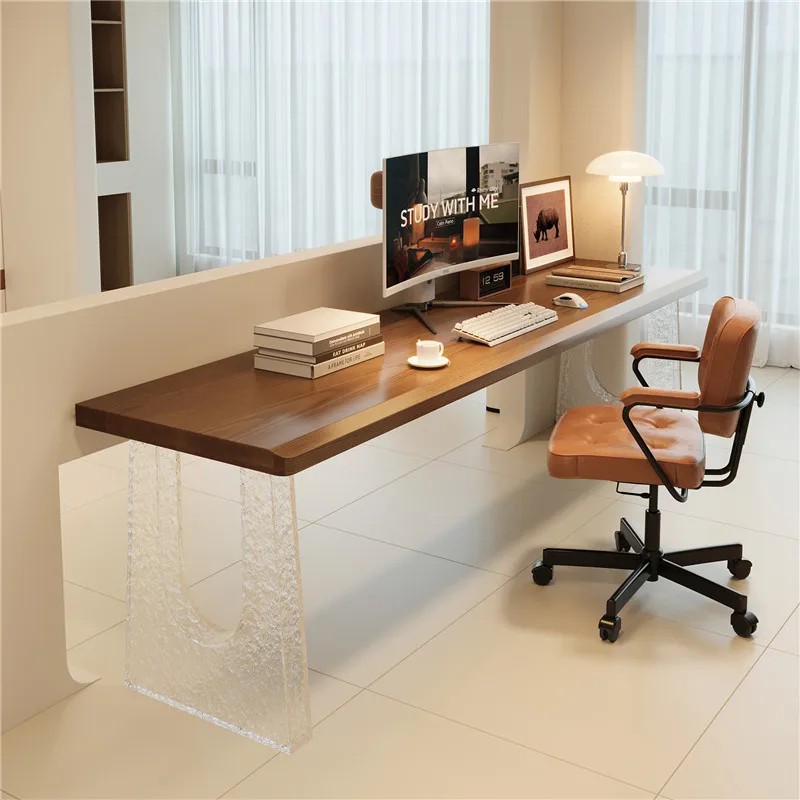 Solid wood simple double long table acrylic high-end desk living room sofa office computer