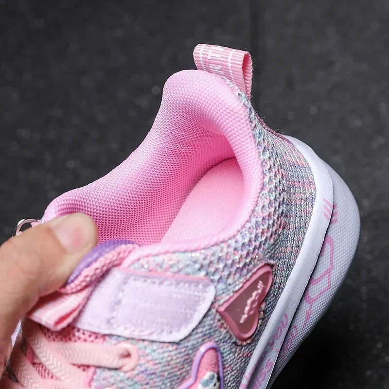 Children Girls Sneakers SPRING FLATS Shoes Tennis FOR Little Kids Summer Breathable Mesh Sport and Running Pink Shoes Purple