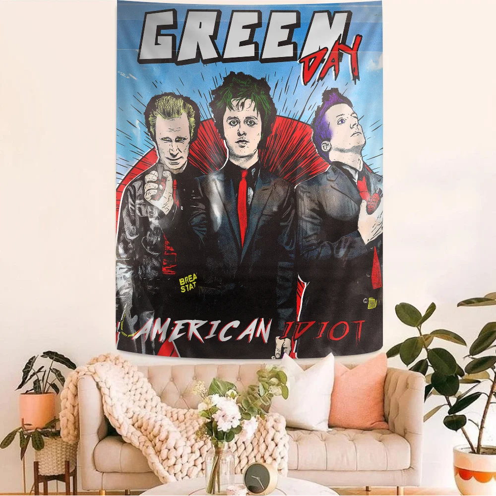 Vintage Poster Green Day Rock Band Hanging Bohemian Tapestry Cheap Hippie Wall Hanging Mandala Wall Hanging Home Decor