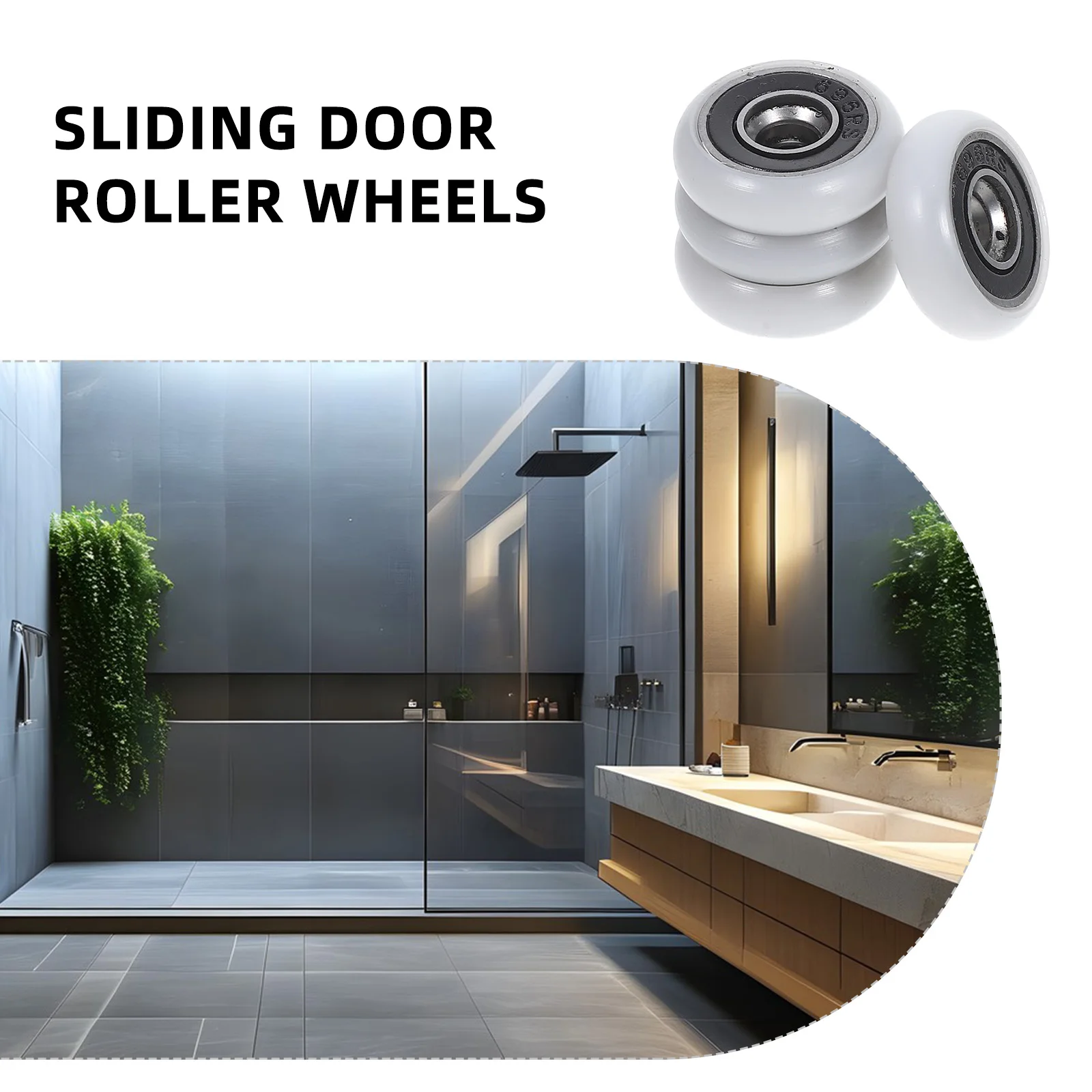 

4pcs Bathroom Sliding Door Rollers 19Mm Diameter Smooth Durable Easy Install Low Noise Replacement Parts For Glass Shower Doors