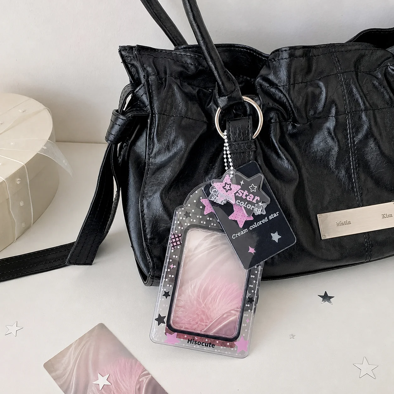 Kpop Fashion PVC Cartoon Star 3-Inch Photo Card Holder Cute Girl Idol Photo Storage Decoration Pendant Card Bag Gifts
