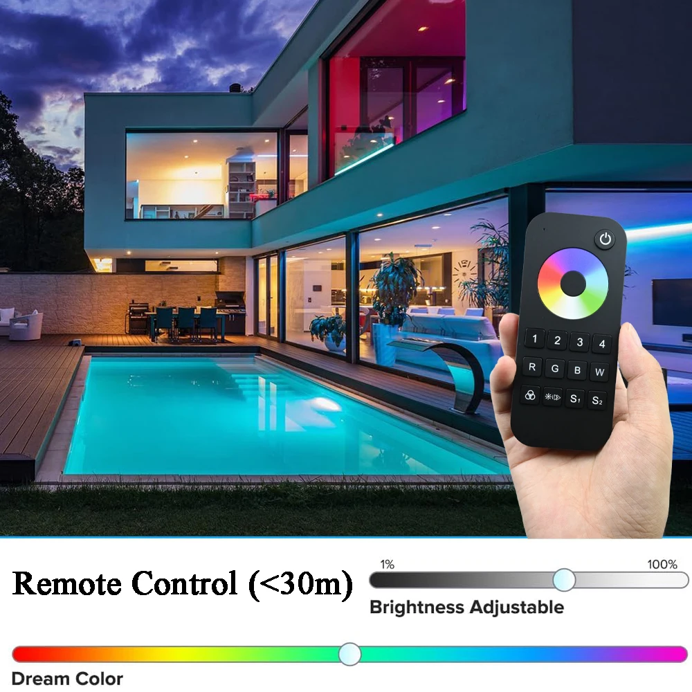 V3 LED RF Controller 3CH Dimmer KIT 4 Zone Touch Wheel RF Remote Controller use for Single color CCT RGB LED light strip Dimming