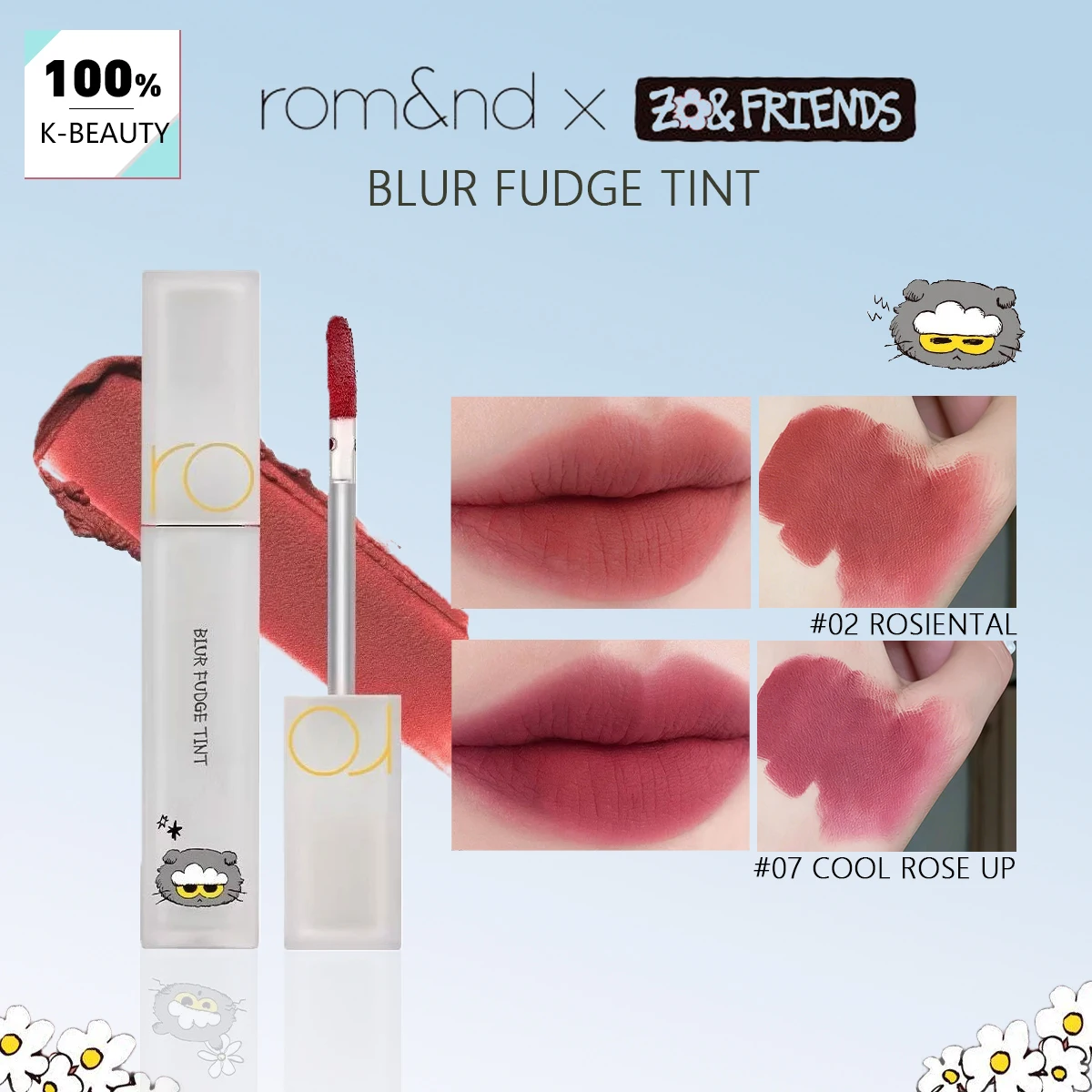 rom&nd X ZO&FRIENDS BLUR FUDGE TINT,Soft Focus,Luxury Makeup,Lip Gloss,Non-Drying,Easy Application,Korean Cosmetic,Korean Makeup