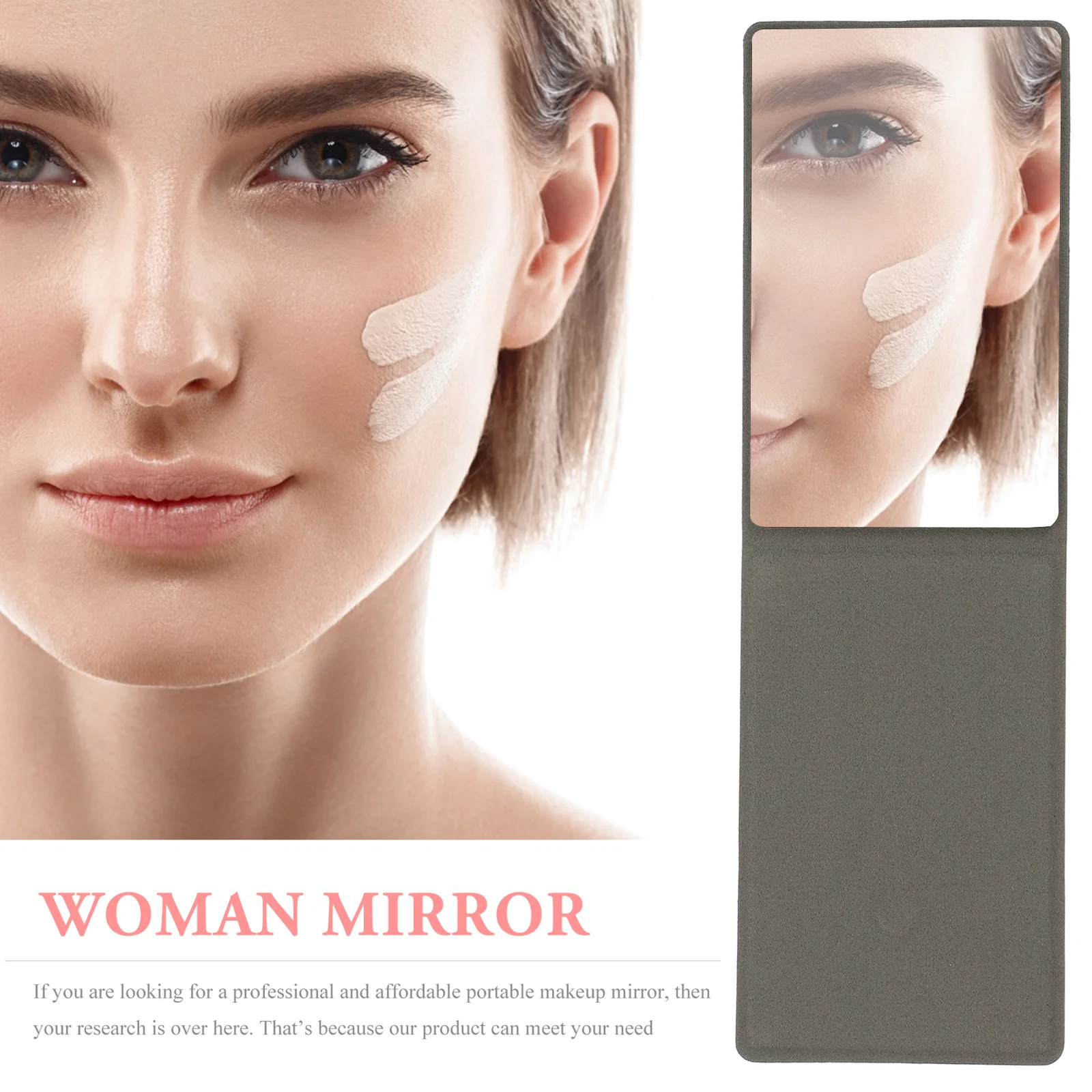 1 set roestvrijstalen make-up compacte opvouwbare pu-hoes draagbare spiegel voor reizen zakenreis lichtgewicht klein metaal