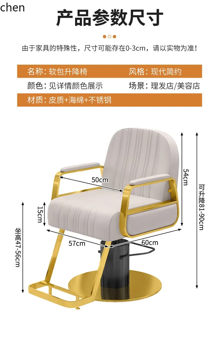 DSA Hairdressing Chair Barber Shop Special Hair Salon Grooming Chair Haircut Lifting Rotating Stainless Steel Armrest Haircut