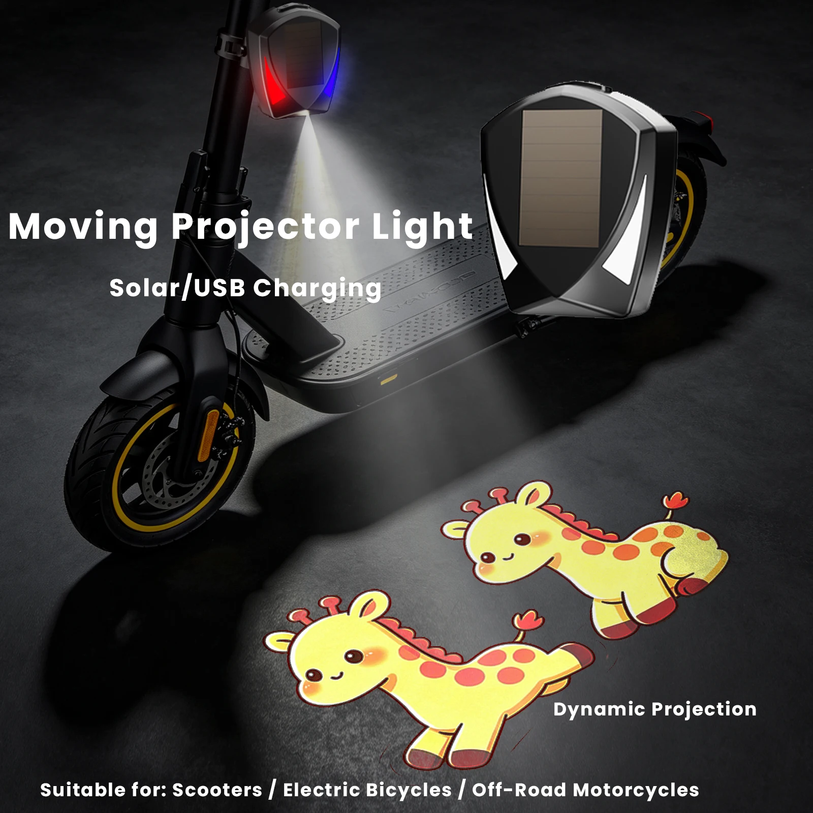 Customizable Solar LED Car Door Dynamic 3D Cartoon Projection Light Door Projection Light USB Charging Welcome Traffic Light