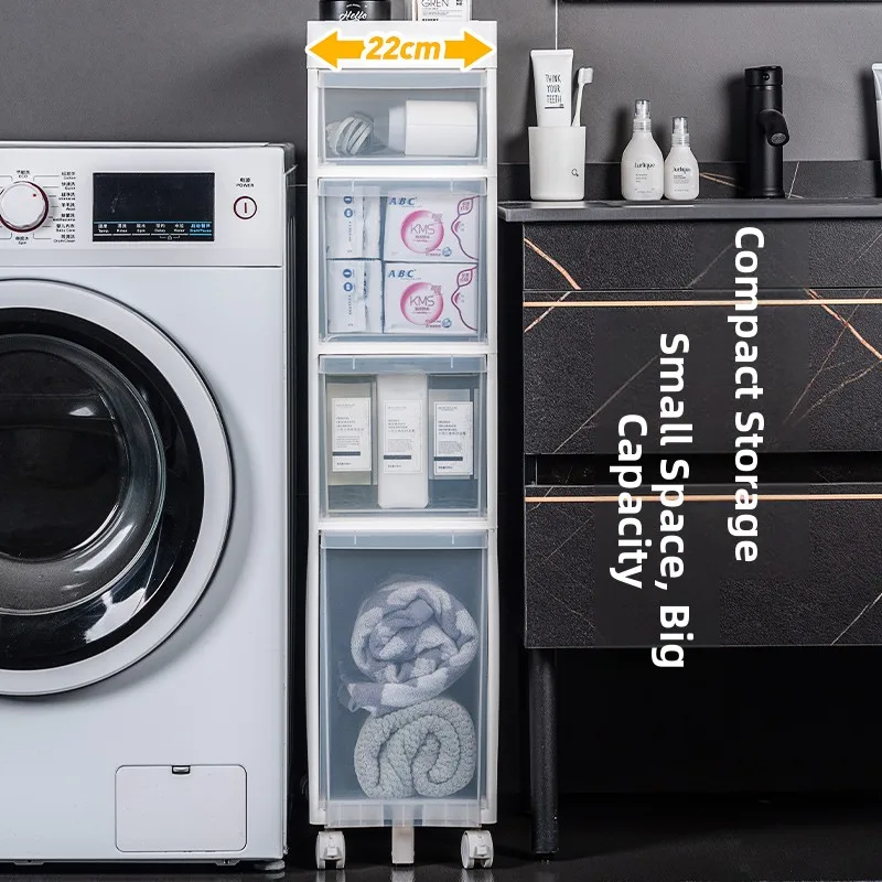 

Batoom Toilet Storage Cabinet Multi-Layer Floor-standing Der pe Storage Ra Narrow Batoom Organizer Plastic Material