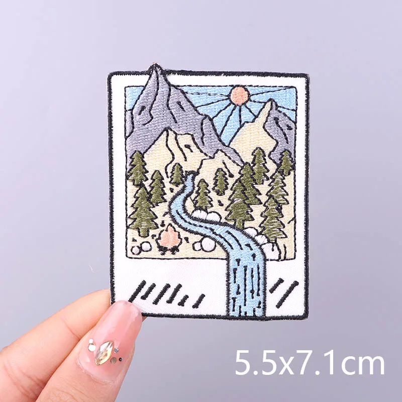 بقع مطرزة للملابس ، خطوط ، خطوط ، حديد على ، جبل ، نهر ، تصنعها بنفسك ، تصنعها بنفسك #2