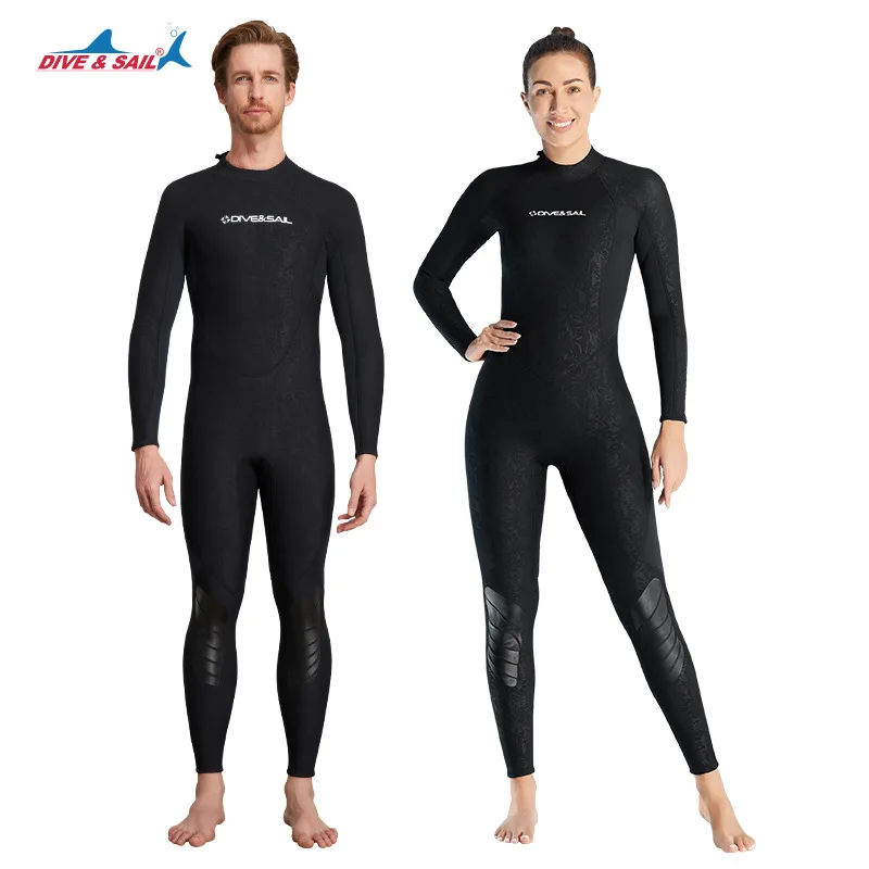 Restrain-free New 3mm Diving Suit Men's One-piece Warm Diving Suit Women's Long-sleeved Cold-proof Snorkeling Winter Swimming Pa