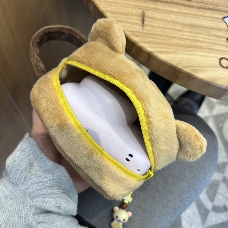 New hot Rilakkuma Cartoon Cute Teddy Bear Classic Zero Wallet Earphone Bag Plush Storage Bag Portable Wallet Birthday Gift