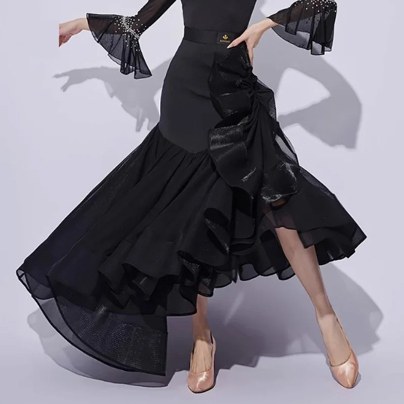 성인 모던 댄스 드레스 여성용 롱 스커트 전문가용 왈츠 댄스웨어 공연 의상 빅 스윙 스커트