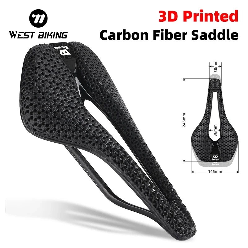 

WEST BIKING 3D Printed Bicycle Saddle Ultralight Carbon Fiber Breathable Soft Cushion MTB Road Bike Triathlon Race Cycling Seat