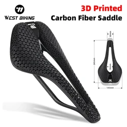 WEST BIKING 3D Printed Bicycle Saddle Ultralight Carbon Fiber Breathable Soft Cushion MTB Road Bike Triathlon Race Cycling Seat