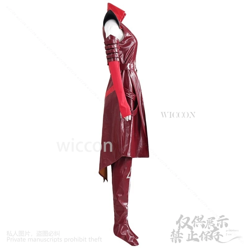 Anime Game Rivals Cosplay Witch Costume Sexy Red Pu Coat Party Dress Punk Uniform Y2K Jirai Kei Girls Wigs Halloween Customized