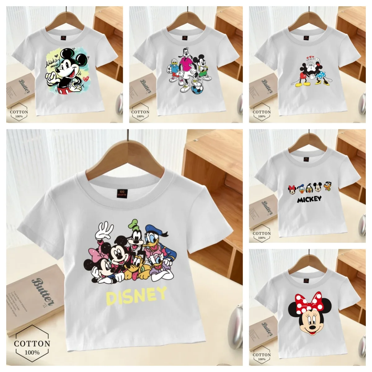 

Summer Disney Minnie Children Cotton T-shirt Kawaii Anime Mickey Mouse T Shirt Cartoons Casual Vintage Clothes Kid Girl Boy Top