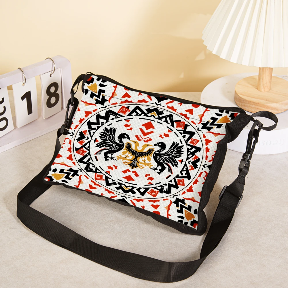 Ethnic Pattern Crossbody Bag White Black Red Geometric Eagle Design Shoulder Bags For Women Travel Daily Use Fashion Accessory W