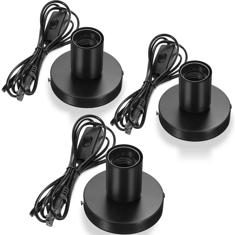 

3pack Table Lamp Base Holder E27,Desk Lamp with Plug in Cord on/Off Switch for Home Lighting Decor,Wall Mounted Available