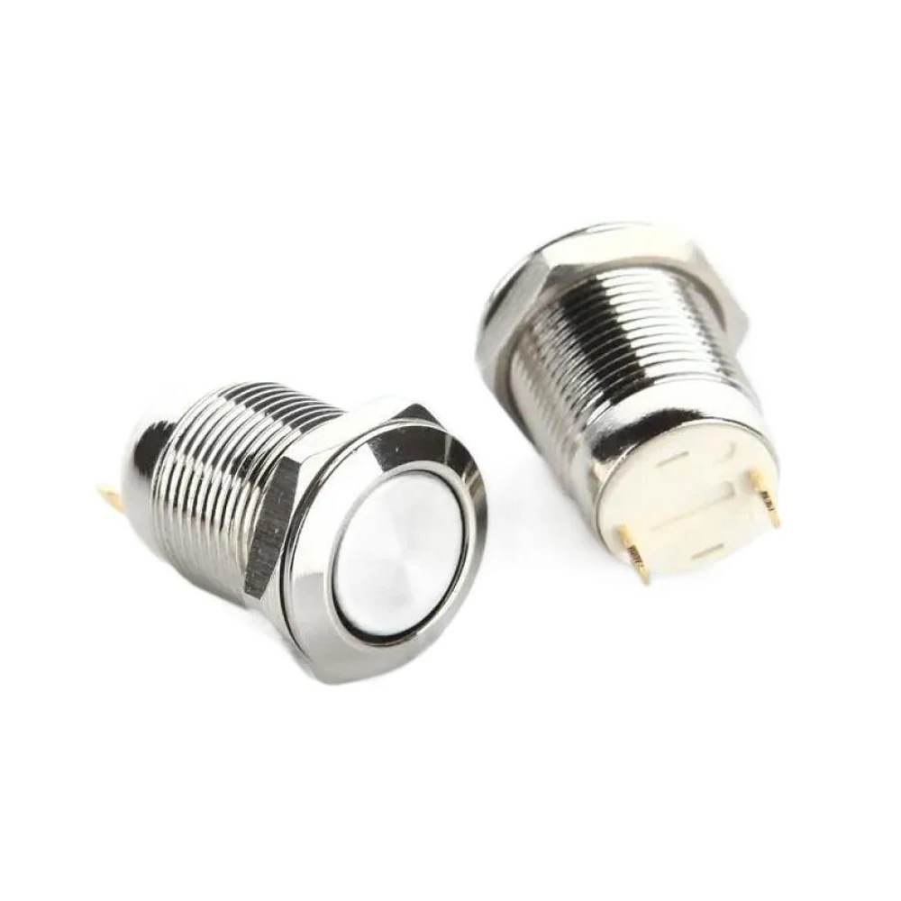 1PCS 16MM Metall Druckschalter mit 2-pin Instant Selbstsichernde Kurze Wasserdichte Metall flache/Hohe Kopf Druckschalter